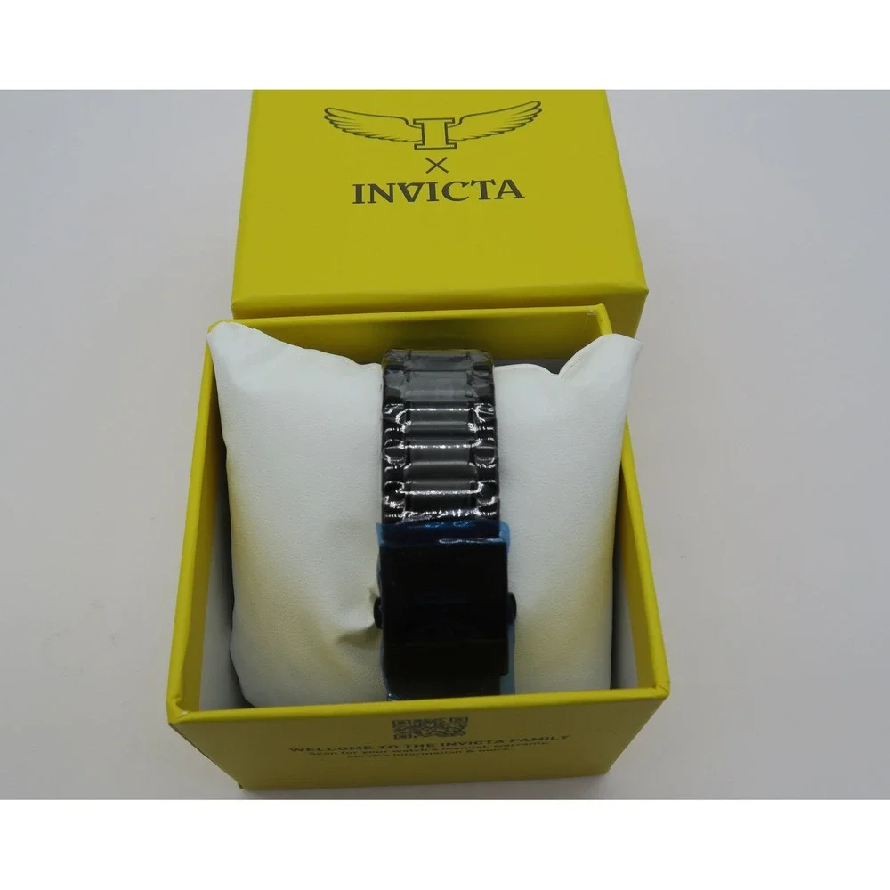 Invicta Mens Black Ion-Plated Stainless Steel Quartz Watch New
